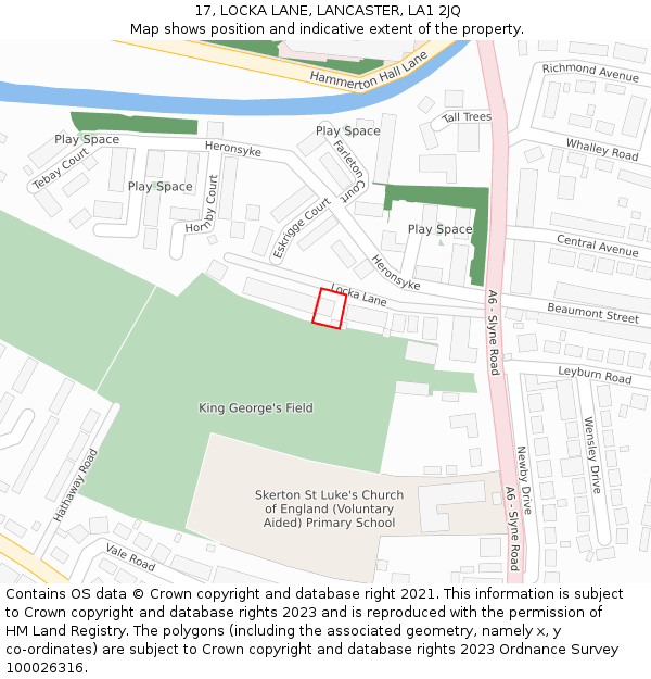 17, LOCKA LANE, LANCASTER, LA1 2JQ: Location map and indicative extent of plot
