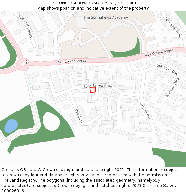 17, LONG BARROW ROAD, CALNE, SN11 0HE: Location map and indicative extent of plot