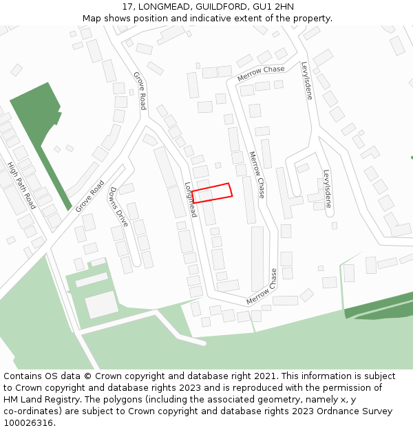 17, LONGMEAD, GUILDFORD, GU1 2HN: Location map and indicative extent of plot