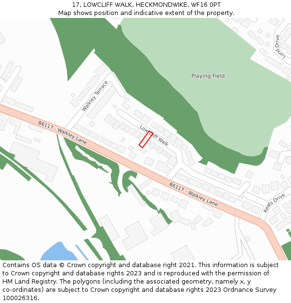 17, LOWCLIFF WALK, HECKMONDWIKE, WF16 0PT: Location map and indicative extent of plot