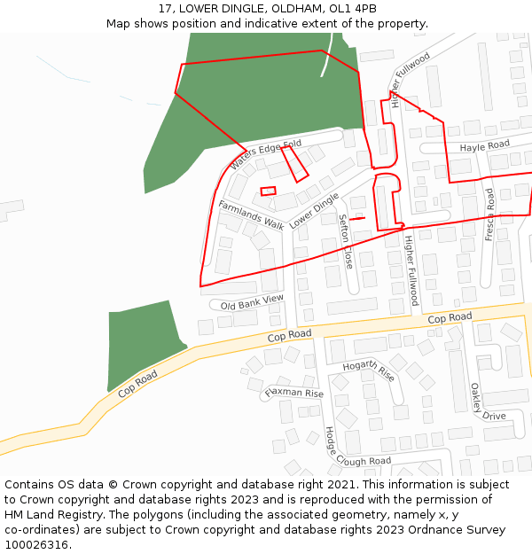 17, LOWER DINGLE, OLDHAM, OL1 4PB: Location map and indicative extent of plot