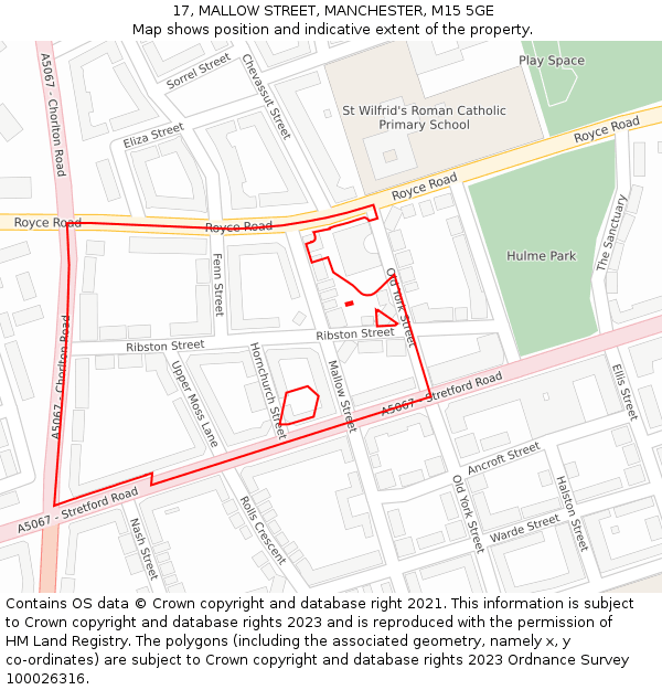 17, MALLOW STREET, MANCHESTER, M15 5GE: Location map and indicative extent of plot