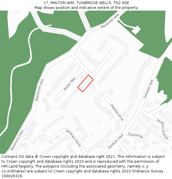 17, MALTON WAY, TUNBRIDGE WELLS, TN2 4QE: Location map and indicative extent of plot