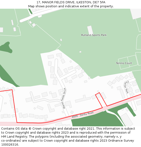 17, MANOR FIELDS DRIVE, ILKESTON, DE7 5FA: Location map and indicative extent of plot