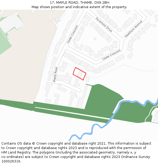 17, MAPLE ROAD, THAME, OX9 2BH: Location map and indicative extent of plot