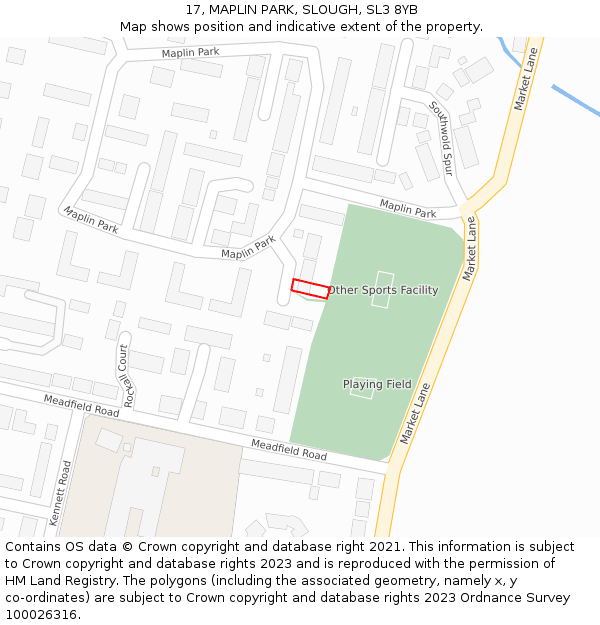 17, MAPLIN PARK, SLOUGH, SL3 8YB: Location map and indicative extent of plot