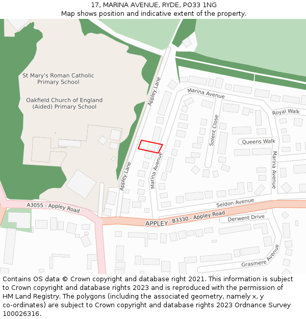 17, MARINA AVENUE, RYDE, PO33 1NG: Location map and indicative extent of plot