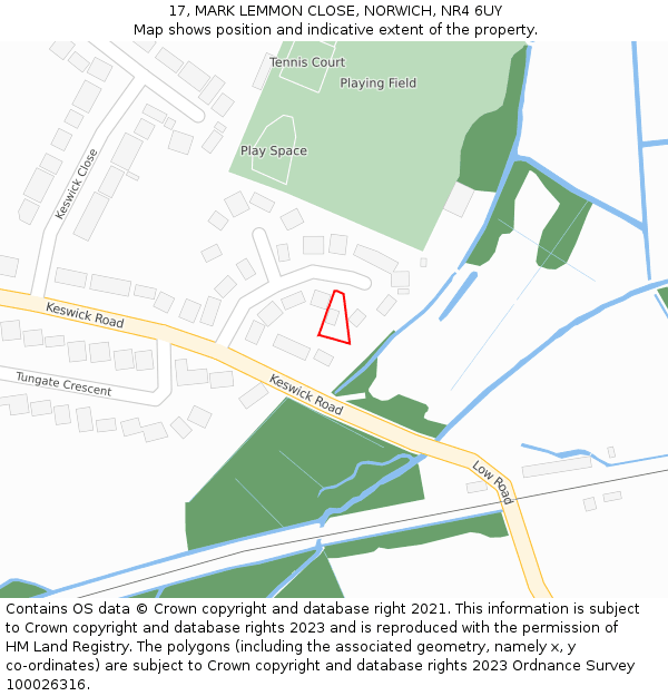 17, MARK LEMMON CLOSE, NORWICH, NR4 6UY: Location map and indicative extent of plot