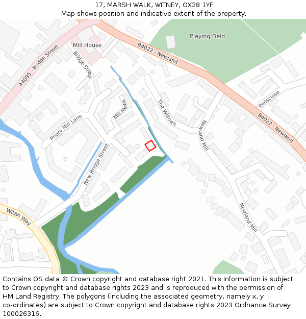 17, MARSH WALK, WITNEY, OX28 1YF: Location map and indicative extent of plot