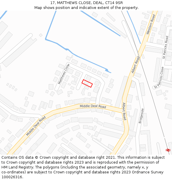 17, MATTHEWS CLOSE, DEAL, CT14 9SR: Location map and indicative extent of plot