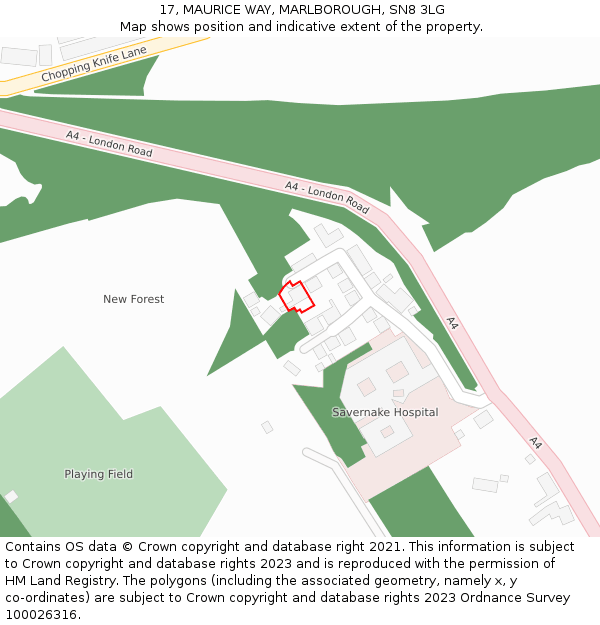 17, MAURICE WAY, MARLBOROUGH, SN8 3LG: Location map and indicative extent of plot