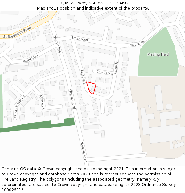 17, MEAD WAY, SALTASH, PL12 4NU: Location map and indicative extent of plot