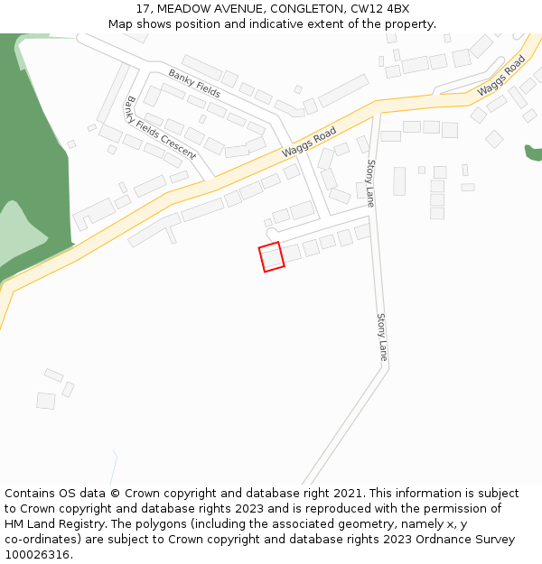 17, MEADOW AVENUE, CONGLETON, CW12 4BX: Location map and indicative extent of plot