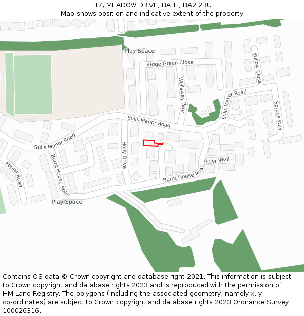 17, MEADOW DRIVE, BATH, BA2 2BU: Location map and indicative extent of plot