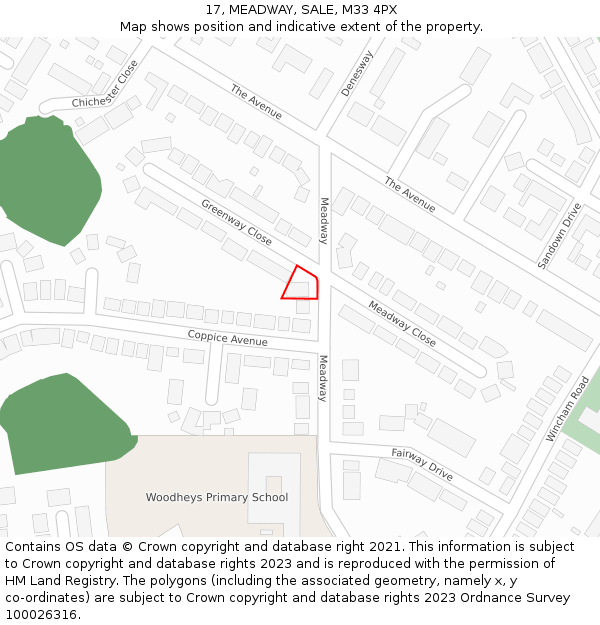 17, MEADWAY, SALE, M33 4PX: Location map and indicative extent of plot