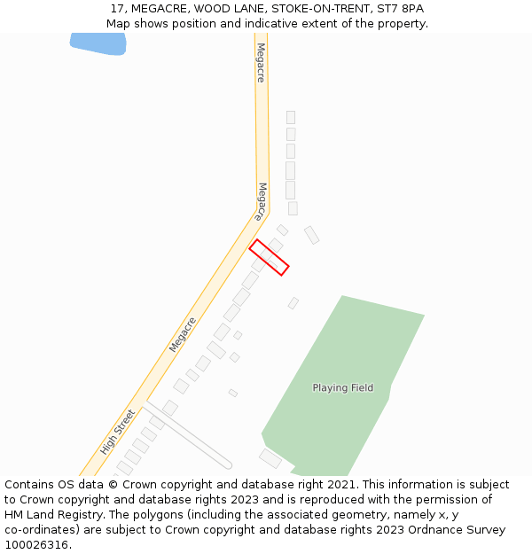 17, MEGACRE, WOOD LANE, STOKE-ON-TRENT, ST7 8PA: Location map and indicative extent of plot