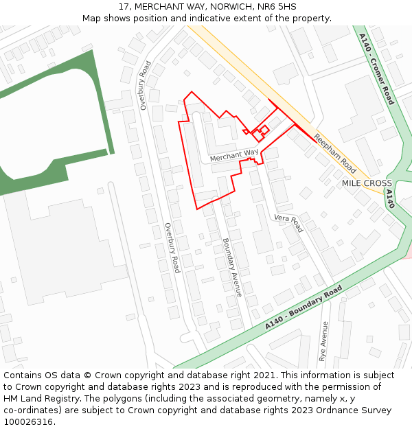 17, MERCHANT WAY, NORWICH, NR6 5HS: Location map and indicative extent of plot