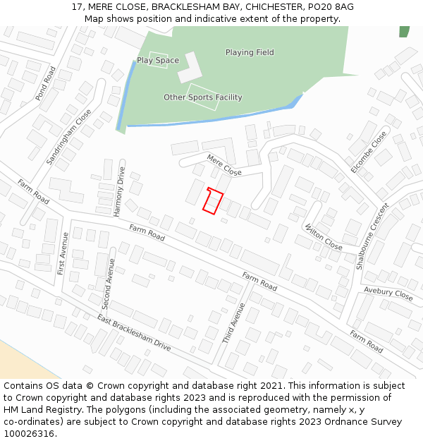 17, MERE CLOSE, BRACKLESHAM BAY, CHICHESTER, PO20 8AG: Location map and indicative extent of plot