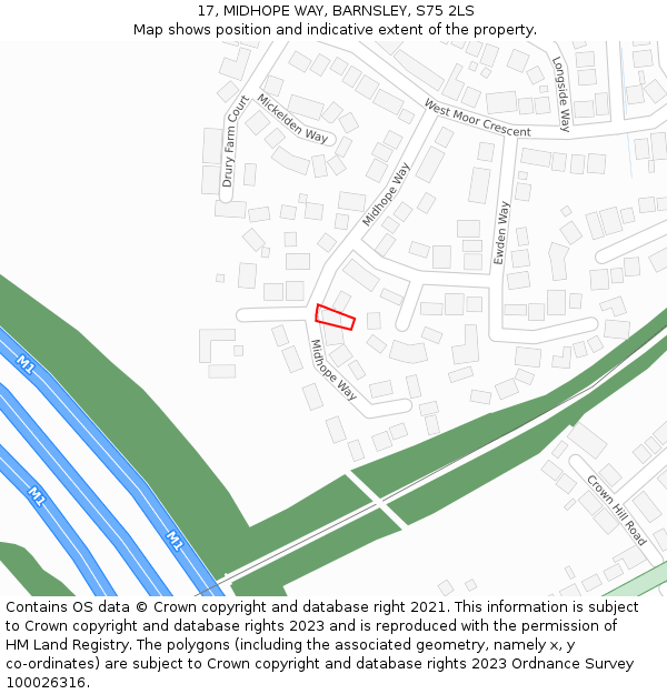 17, MIDHOPE WAY, BARNSLEY, S75 2LS: Location map and indicative extent of plot