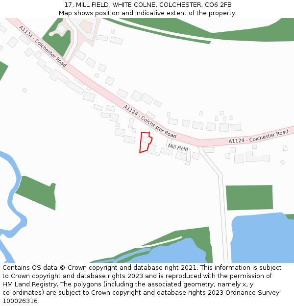 17, MILL FIELD, WHITE COLNE, COLCHESTER, CO6 2FB: Location map and indicative extent of plot