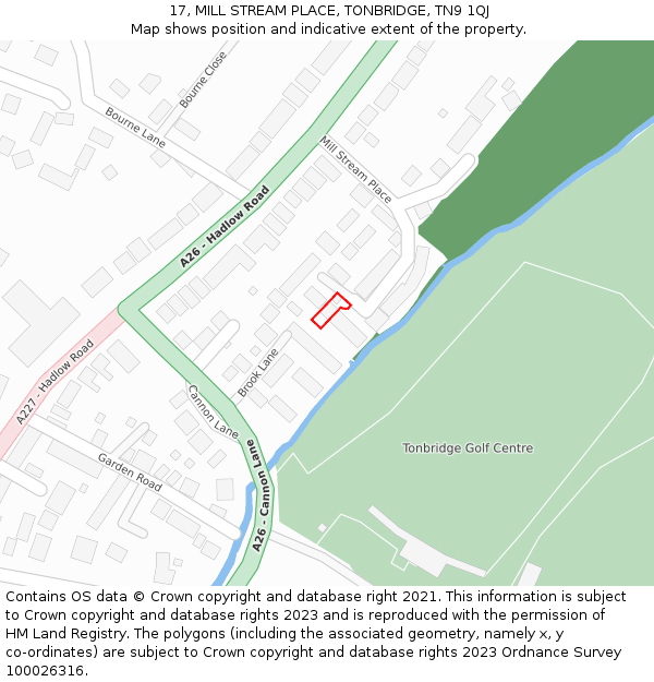 17, MILL STREAM PLACE, TONBRIDGE, TN9 1QJ: Location map and indicative extent of plot