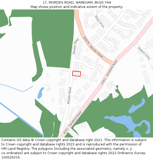 17, MORDEN ROAD, WAREHAM, BH20 7AA: Location map and indicative extent of plot