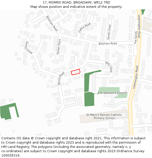 17, MORRIS ROAD, BROADWAY, WR12 7RD: Location map and indicative extent of plot