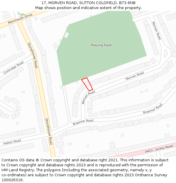 17, MORVEN ROAD, SUTTON COLDFIELD, B73 6NB: Location map and indicative extent of plot