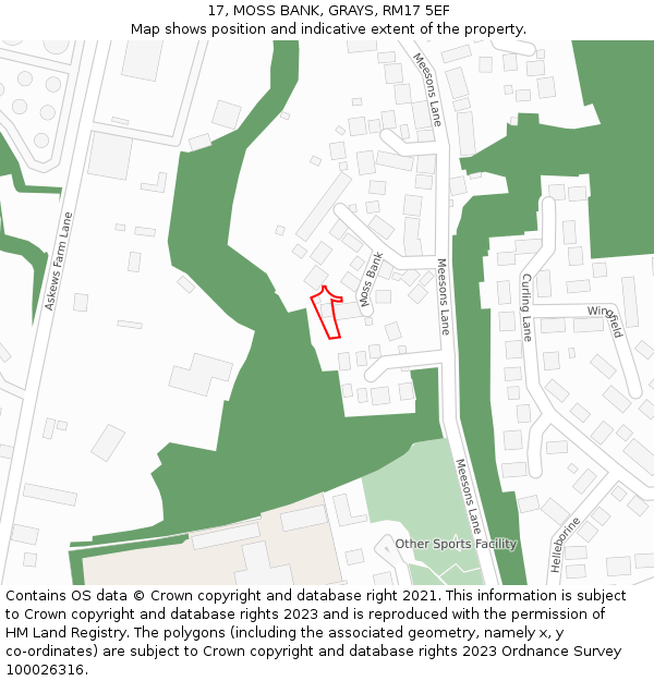 17, MOSS BANK, GRAYS, RM17 5EF: Location map and indicative extent of plot