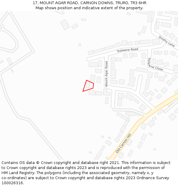 17, MOUNT AGAR ROAD, CARNON DOWNS, TRURO, TR3 6HR: Location map and indicative extent of plot