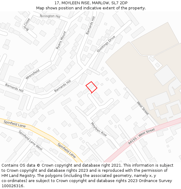 17, MOYLEEN RISE, MARLOW, SL7 2DP: Location map and indicative extent of plot