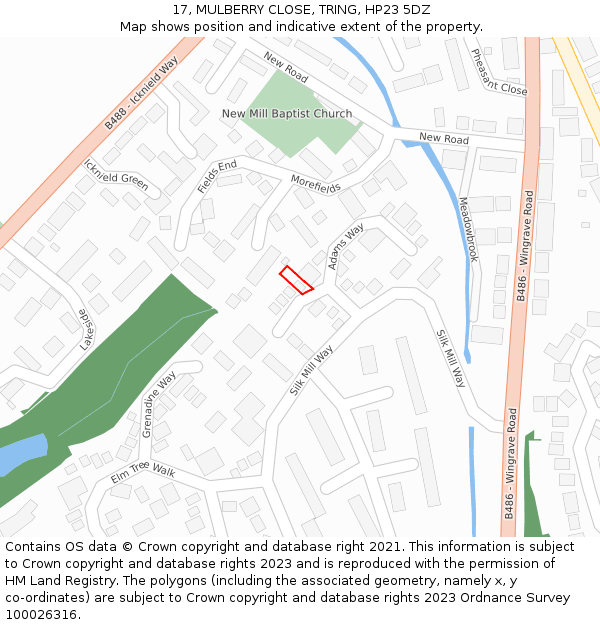 17, MULBERRY CLOSE, TRING, HP23 5DZ: Location map and indicative extent of plot