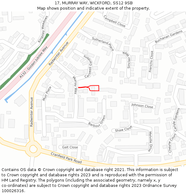 17, MURRAY WAY, WICKFORD, SS12 9SB: Location map and indicative extent of plot