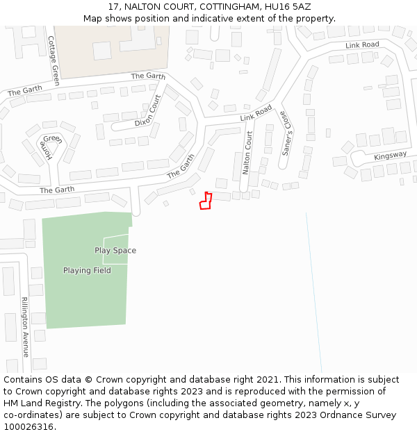 17, NALTON COURT, COTTINGHAM, HU16 5AZ: Location map and indicative extent of plot