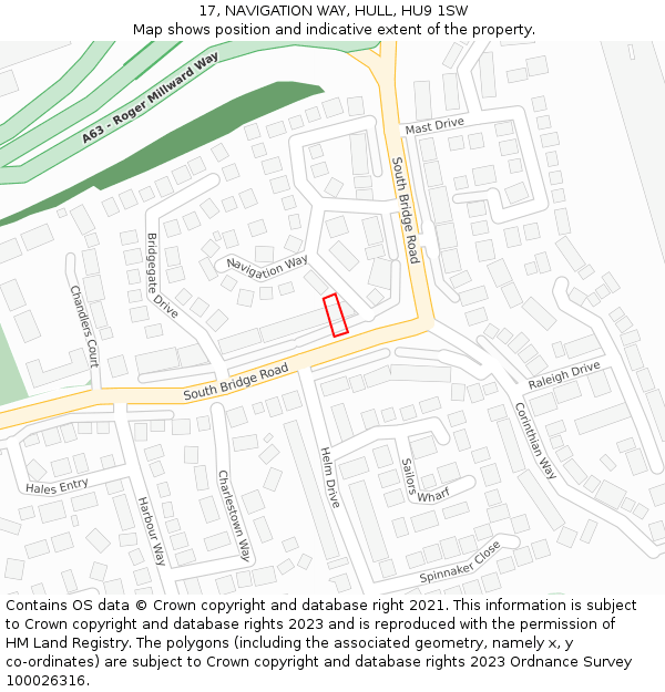 17, NAVIGATION WAY, HULL, HU9 1SW: Location map and indicative extent of plot