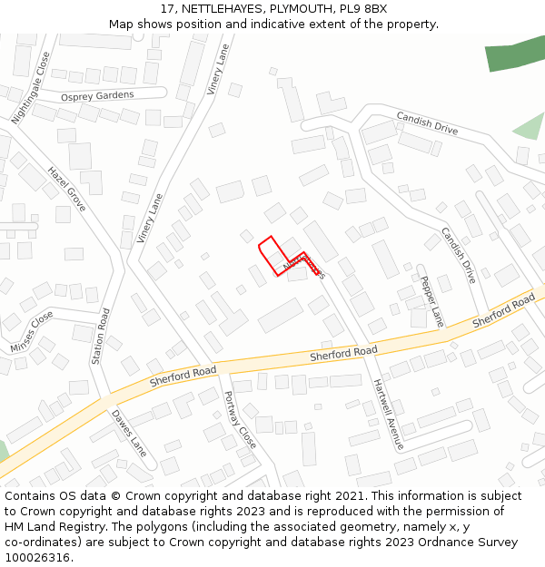 17, NETTLEHAYES, PLYMOUTH, PL9 8BX: Location map and indicative extent of plot