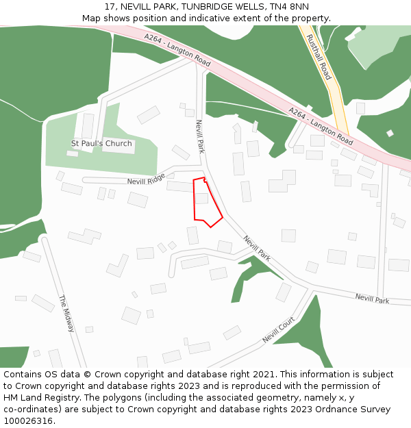 17, NEVILL PARK, TUNBRIDGE WELLS, TN4 8NN: Location map and indicative extent of plot