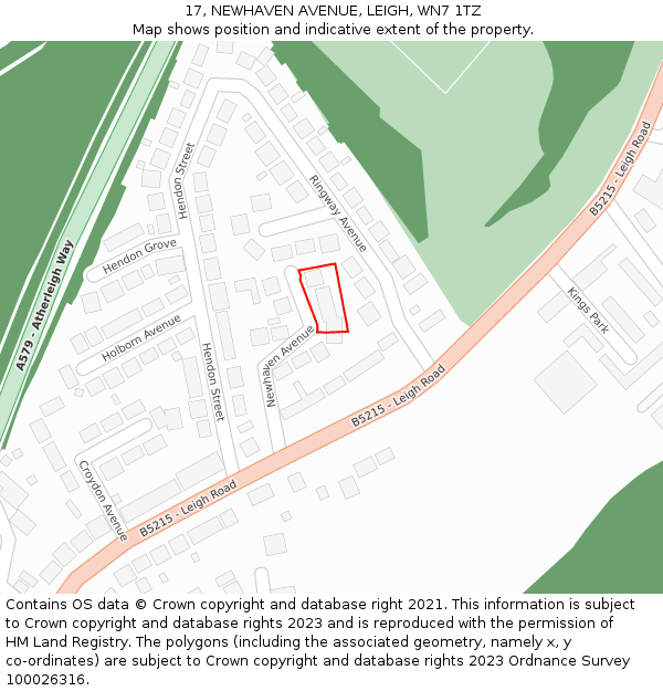 17, NEWHAVEN AVENUE, LEIGH, WN7 1TZ: Location map and indicative extent of plot