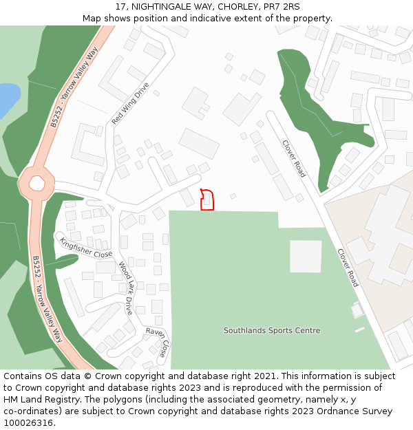 17, NIGHTINGALE WAY, CHORLEY, PR7 2RS: Location map and indicative extent of plot