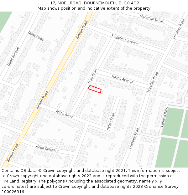 17, NOEL ROAD, BOURNEMOUTH, BH10 4DP: Location map and indicative extent of plot