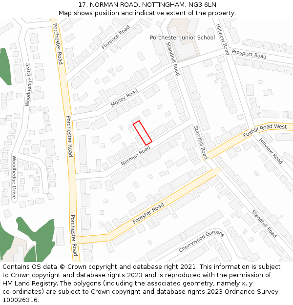 17, NORMAN ROAD, NOTTINGHAM, NG3 6LN: Location map and indicative extent of plot