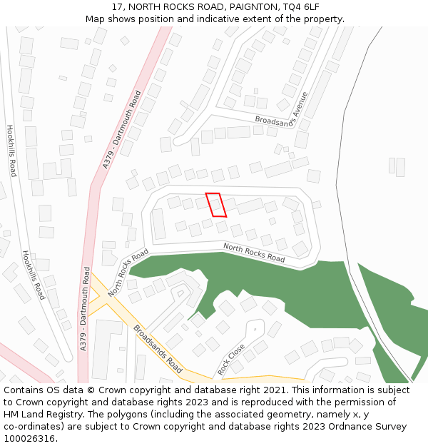 17, NORTH ROCKS ROAD, PAIGNTON, TQ4 6LF: Location map and indicative extent of plot