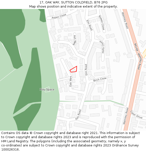 17, OAK WAY, SUTTON COLDFIELD, B76 2PG: Location map and indicative extent of plot