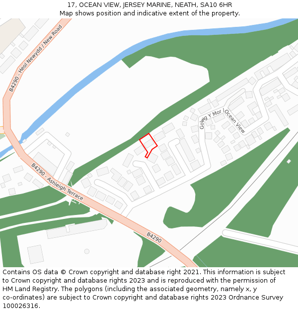 17, OCEAN VIEW, JERSEY MARINE, NEATH, SA10 6HR: Location map and indicative extent of plot