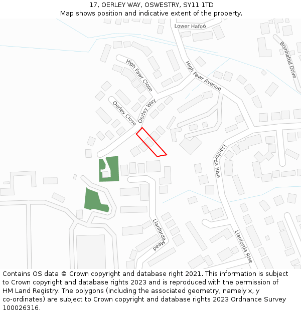 17, OERLEY WAY, OSWESTRY, SY11 1TD: Location map and indicative extent of plot