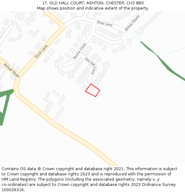 17, OLD HALL COURT, ASHTON, CHESTER, CH3 8BS: Location map and indicative extent of plot