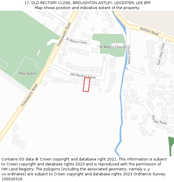 17, OLD RECTORY CLOSE, BROUGHTON ASTLEY, LEICESTER, LE9 6PP: Location map and indicative extent of plot