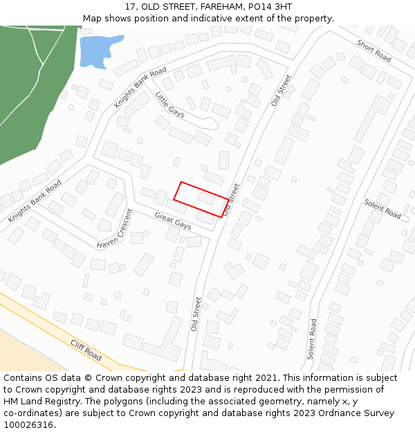 17, OLD STREET, FAREHAM, PO14 3HT: Location map and indicative extent of plot