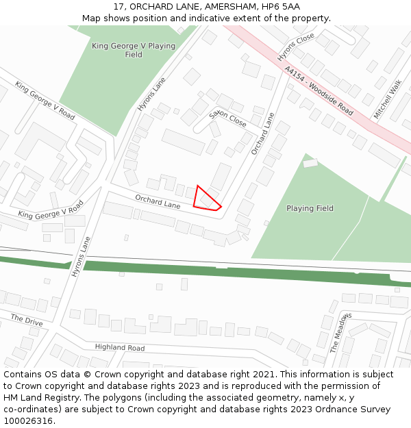 17, ORCHARD LANE, AMERSHAM, HP6 5AA: Location map and indicative extent of plot