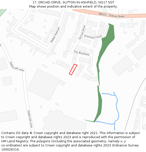 17, ORCHID DRIVE, SUTTON-IN-ASHFIELD, NG17 5GT: Location map and indicative extent of plot